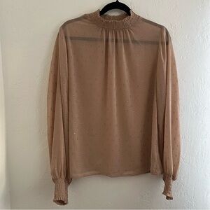 Express Smocked Neck Metallic Blouse Size Large